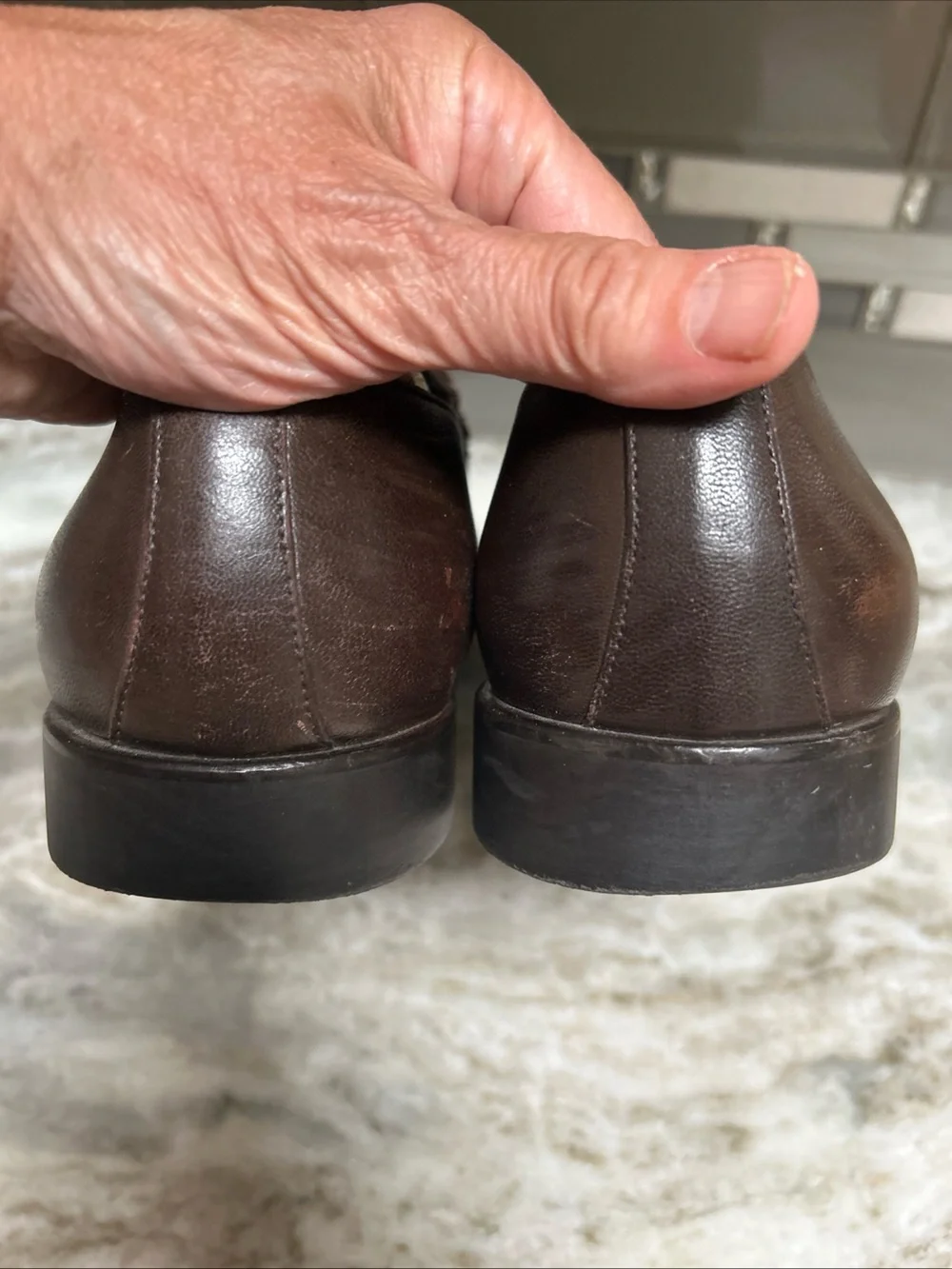 Men's Bruno Magli Brown Leather Slip On Loafers Size 11.5 Bon Slip Rubber Sole